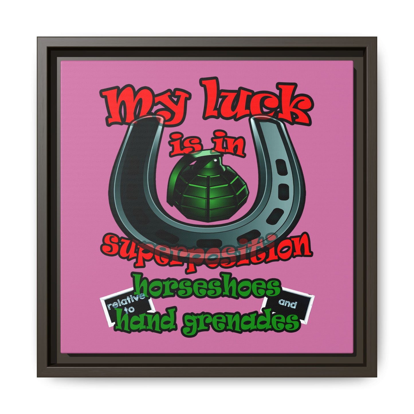 my luck - framed canvas art (light pink)