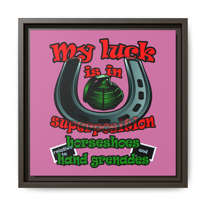 my luck - framed canvas art (light pink)