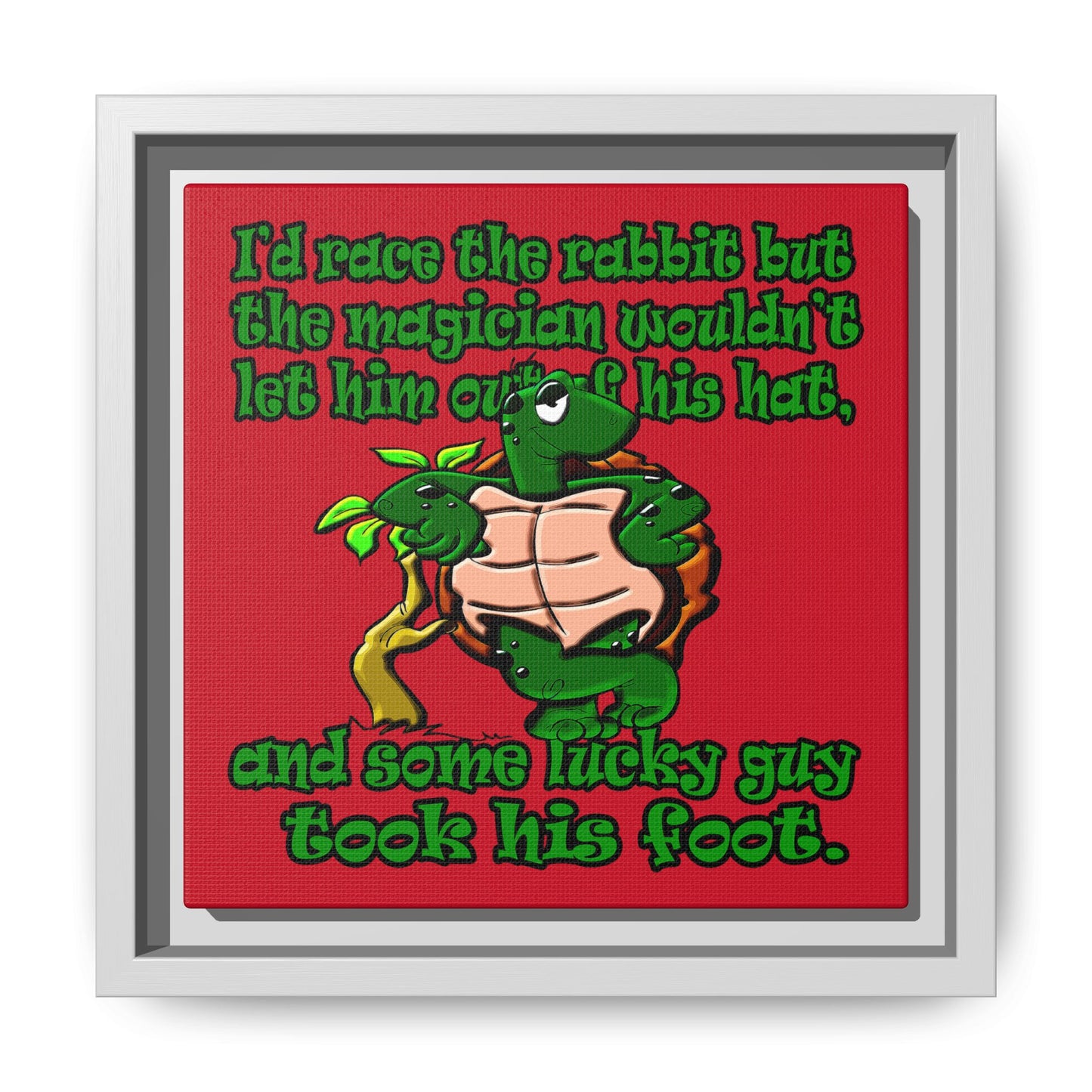 turtle race - framed canvas art (dark red)