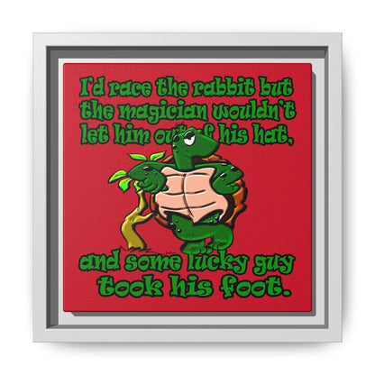 turtle race - framed canvas art (dark red)