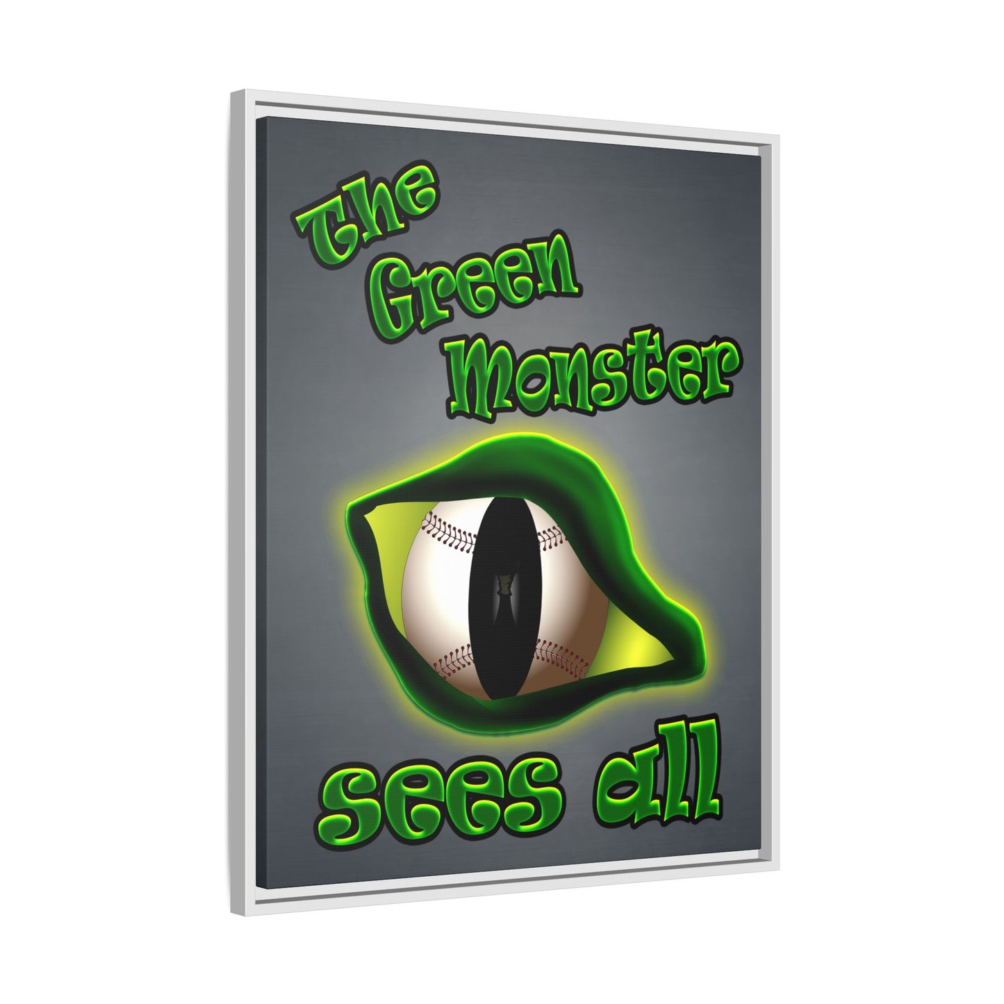 green monster - framed canvas art (grey-light grey)