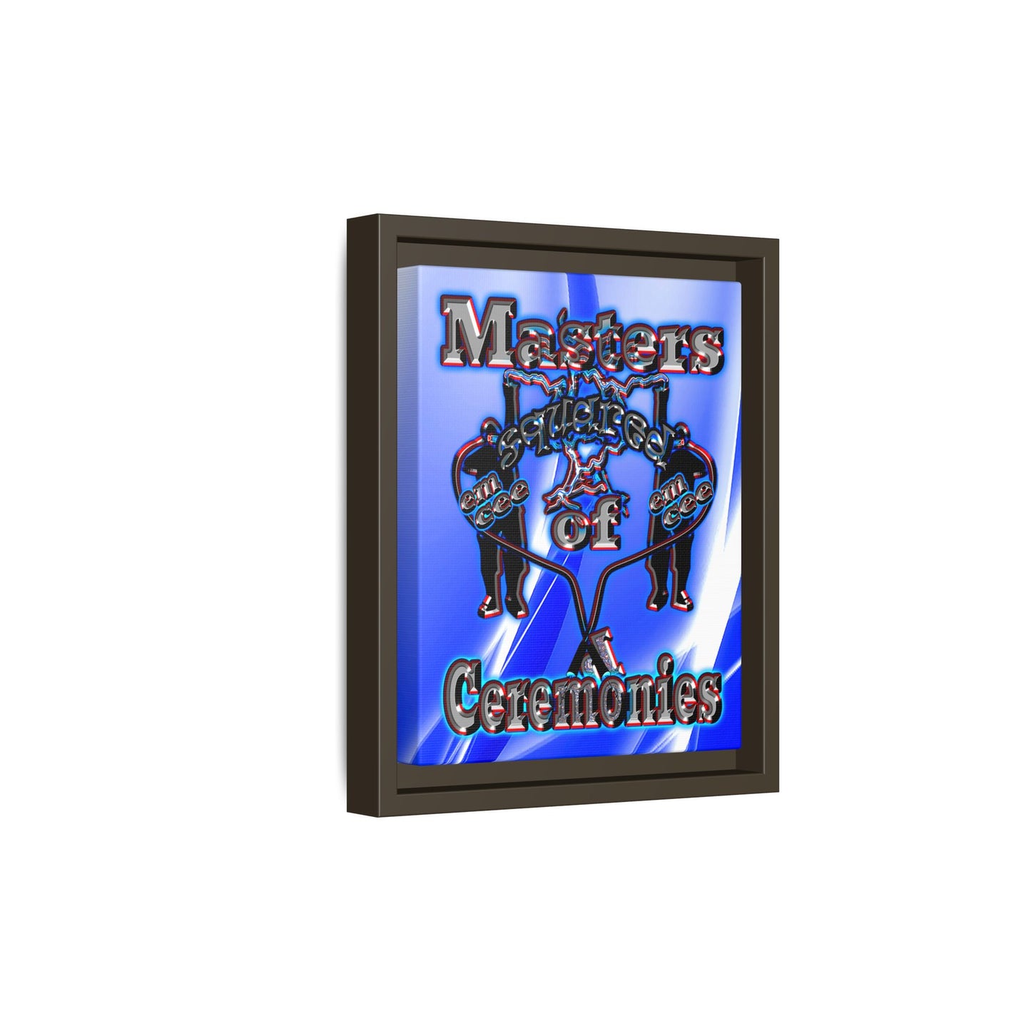 em cee squared - framed canvas art (blue-white wave)
