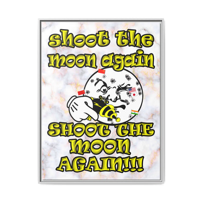 shoot the moon again - framed canvas art (white marble)