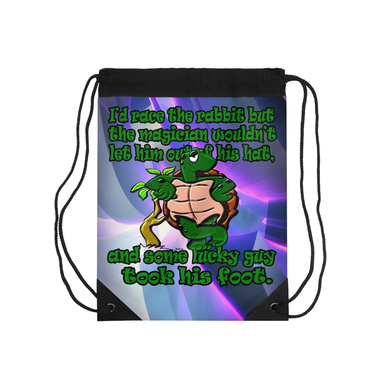 turtle race - Drawstring Bag (grey-pink wave)