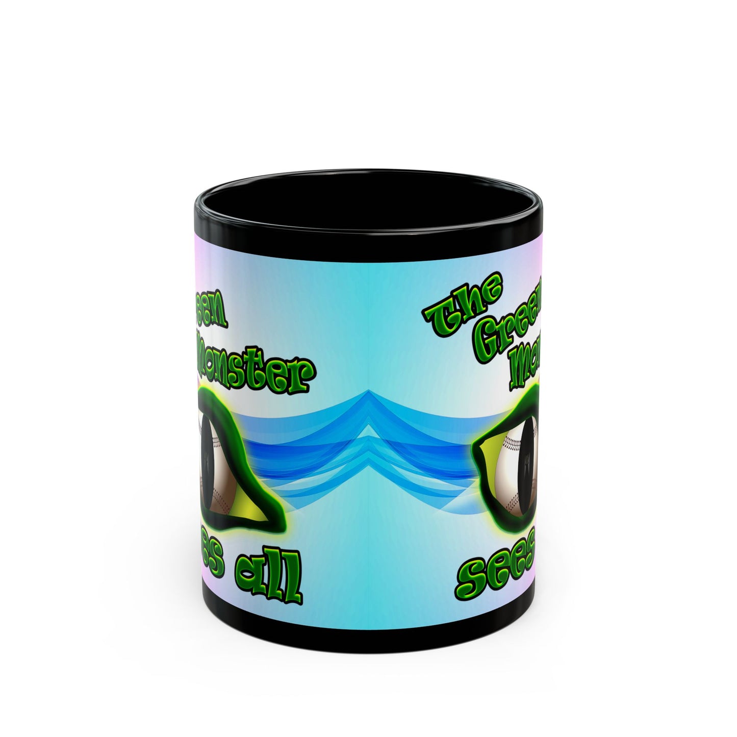 green monster - Black Mug (light blue-pink wave)