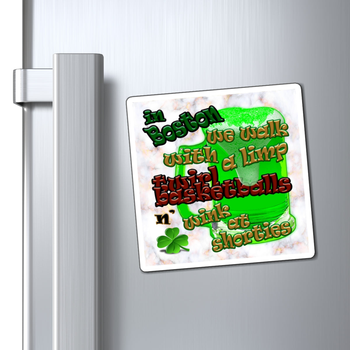 celtics logo - Magnets - (white marble)