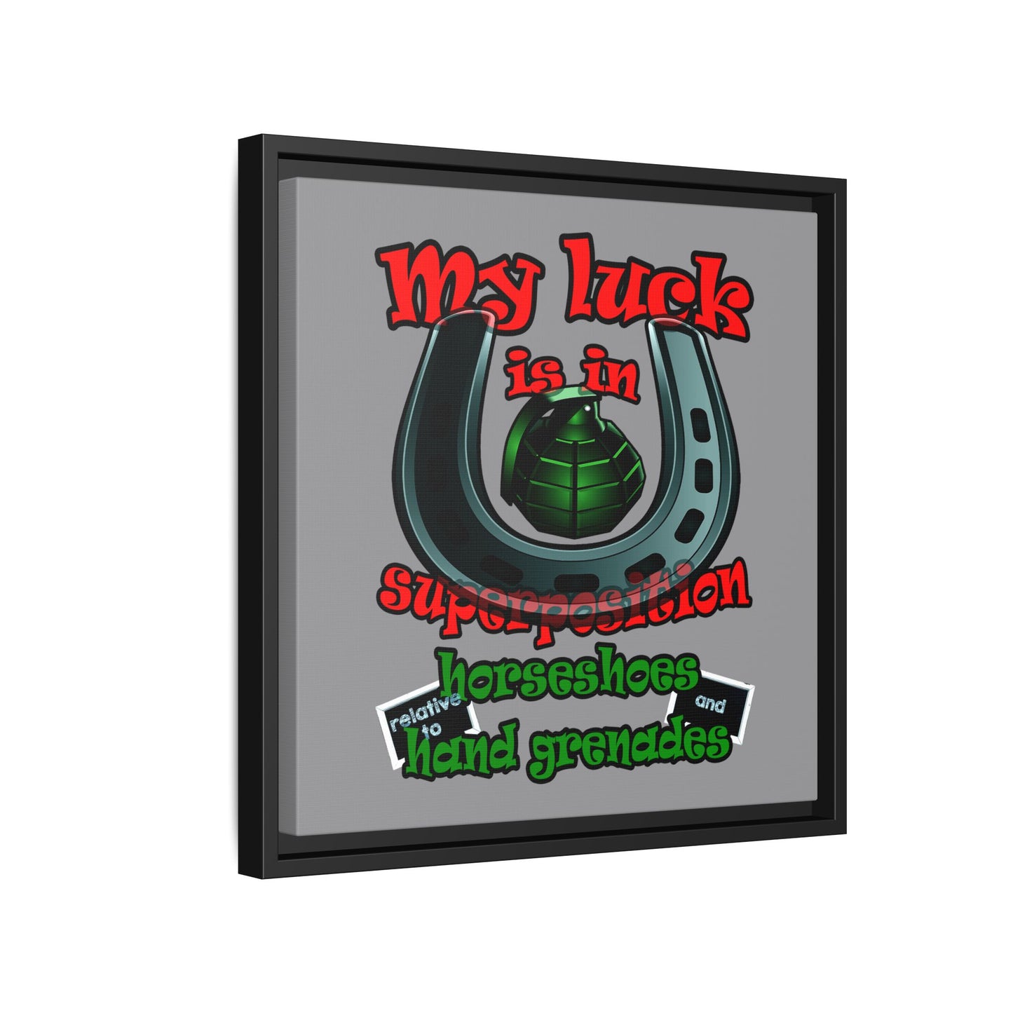 my luck - framed canvas art (grey)