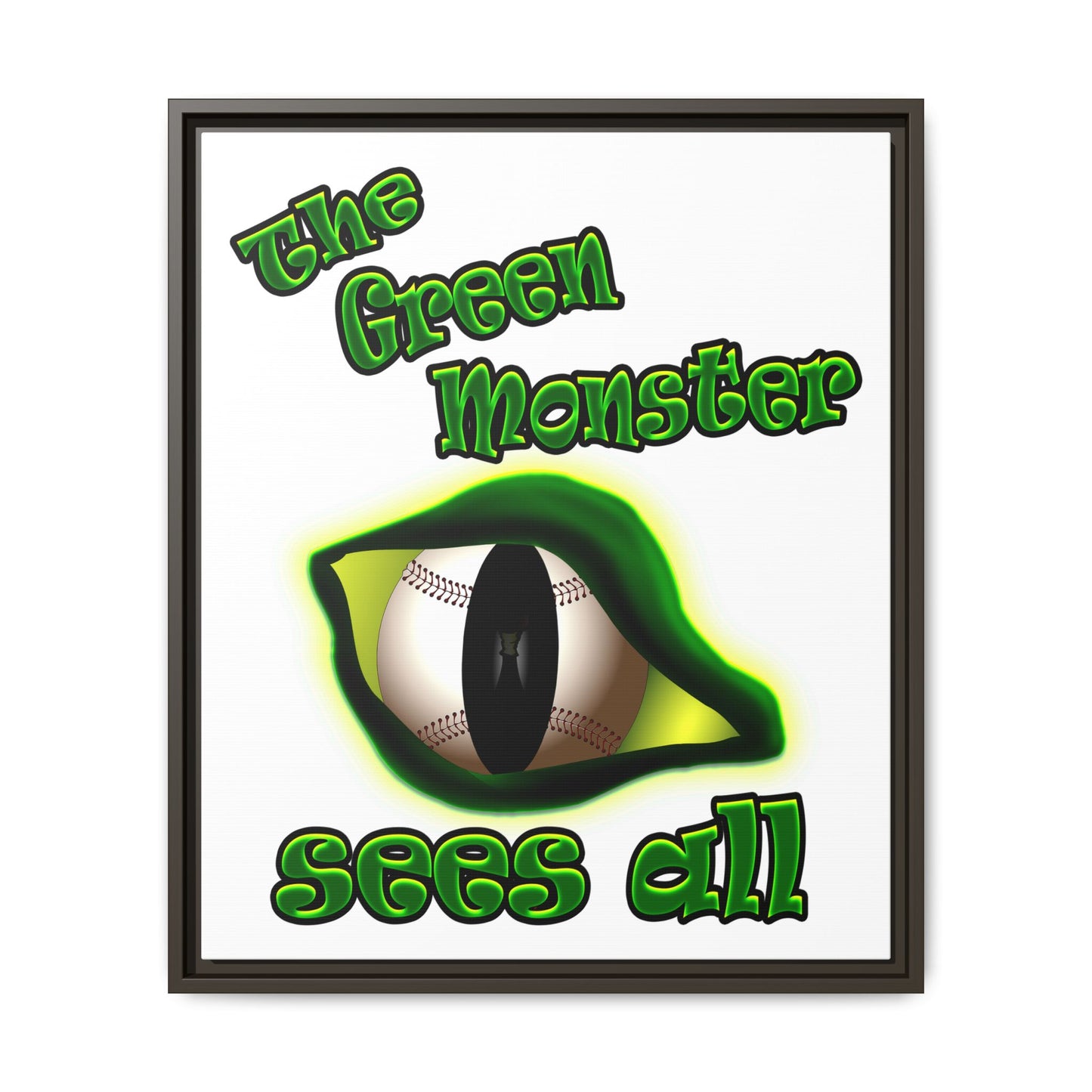 green monster - framed canvas art (white)