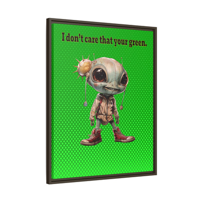 I don't care that your green - framed canvas art (logo green)