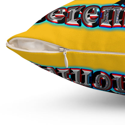 em cee squared - Spun Polyester Square Pillow - (yellow)