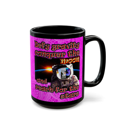 defy conquer reach - Black Mug (pink swirl)