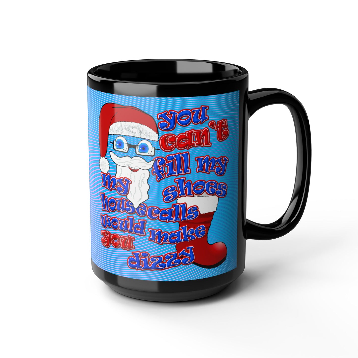 santa's shoes - Black Mug (light blue-purple wave)