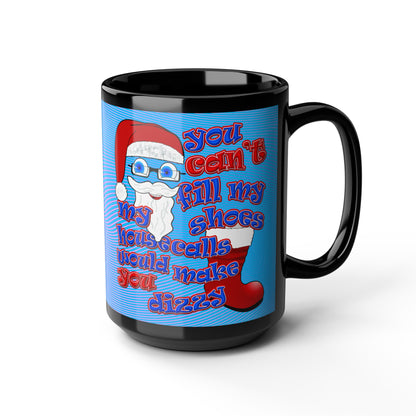 santa's shoes - Black Mug (light blue-purple wave)