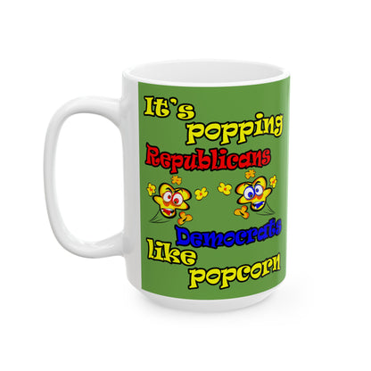 popping like popcorn - White Mug (green)