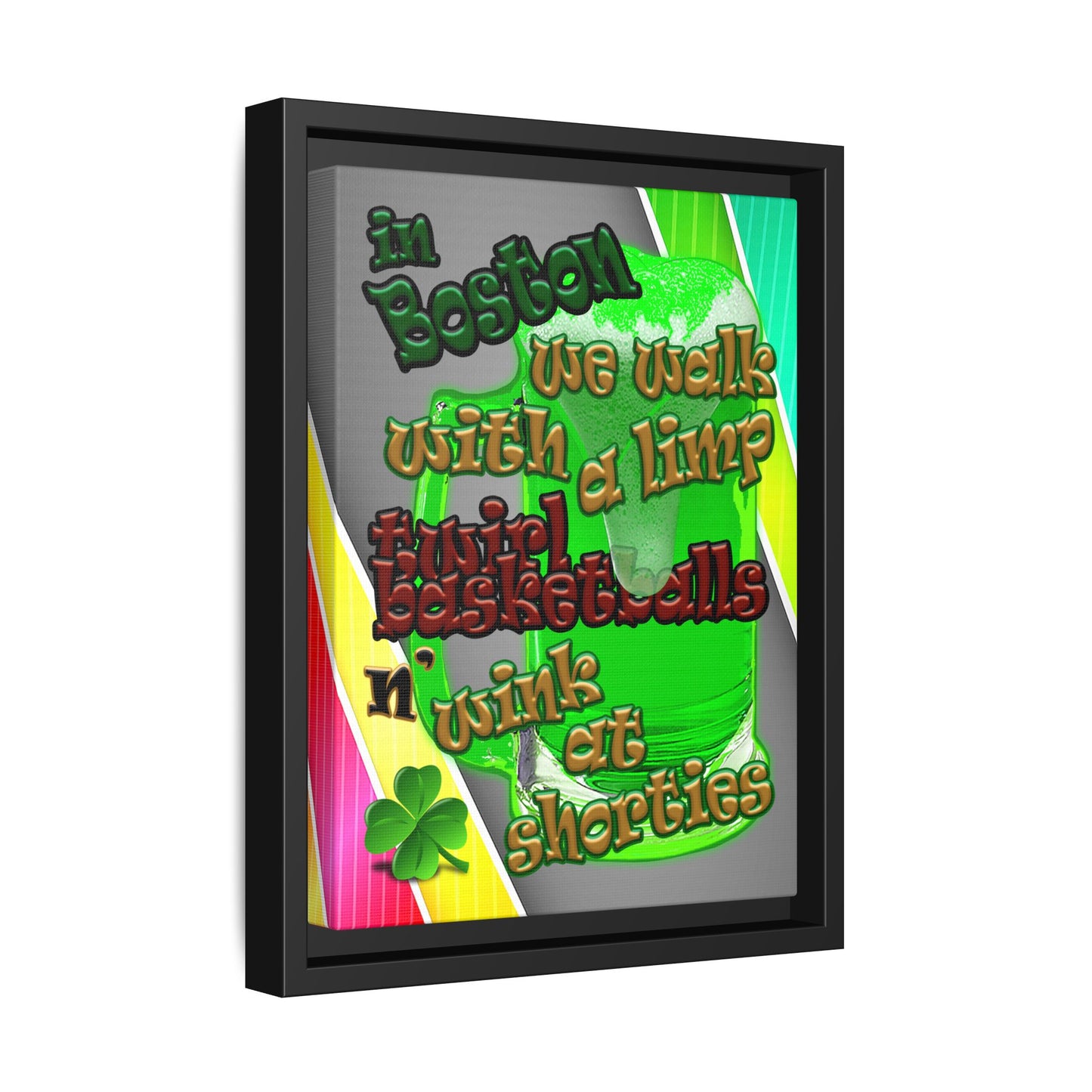 celtics logo - framed canvas art (rainbow split)