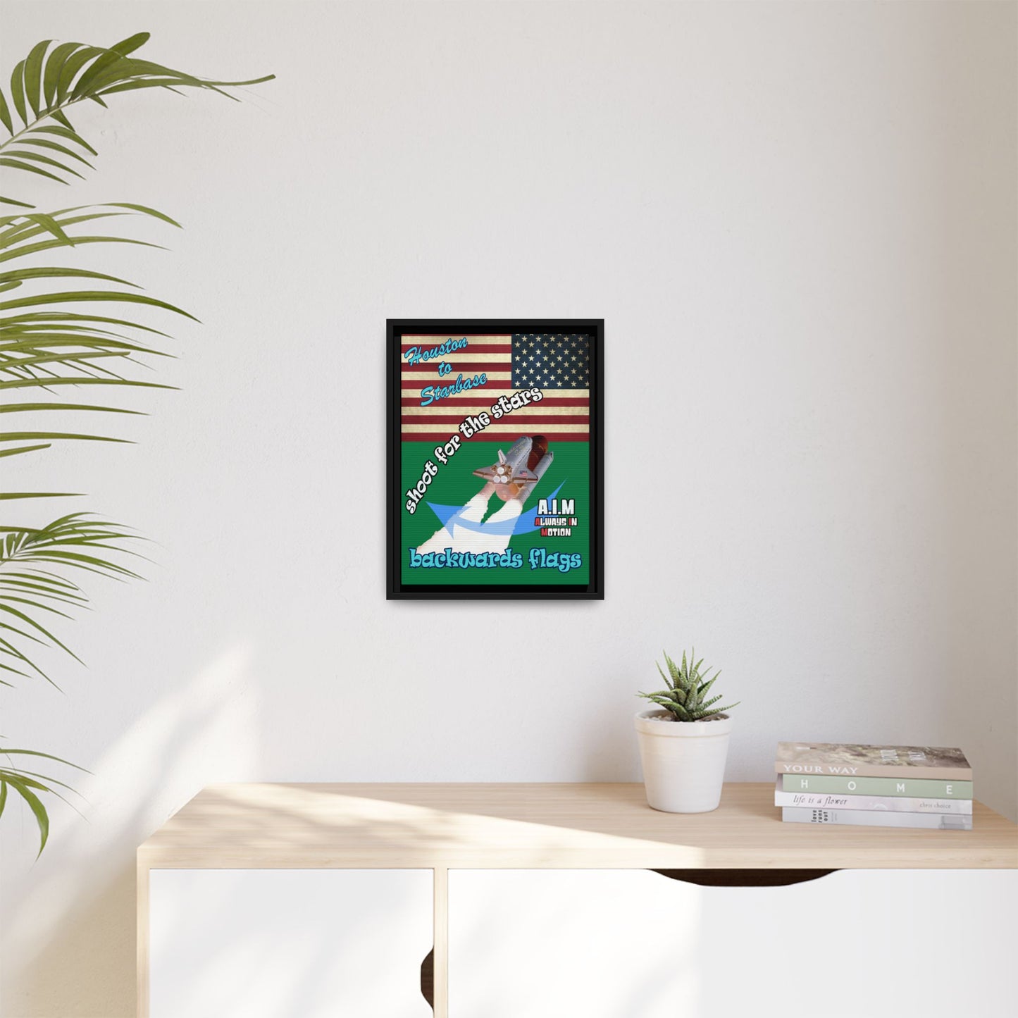 shoot for the stars - framed canvas art (dark green)
