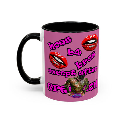 hoes b4 bros - Accent Mug (light pink)