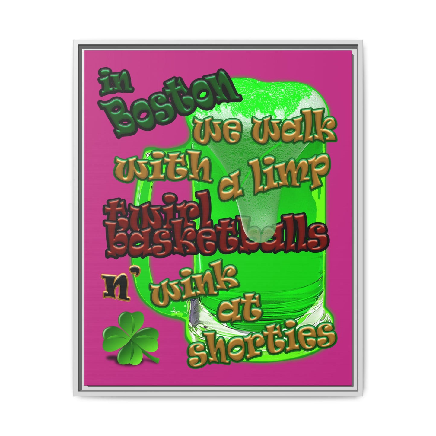 celtics logo - framed canvas art (pink)