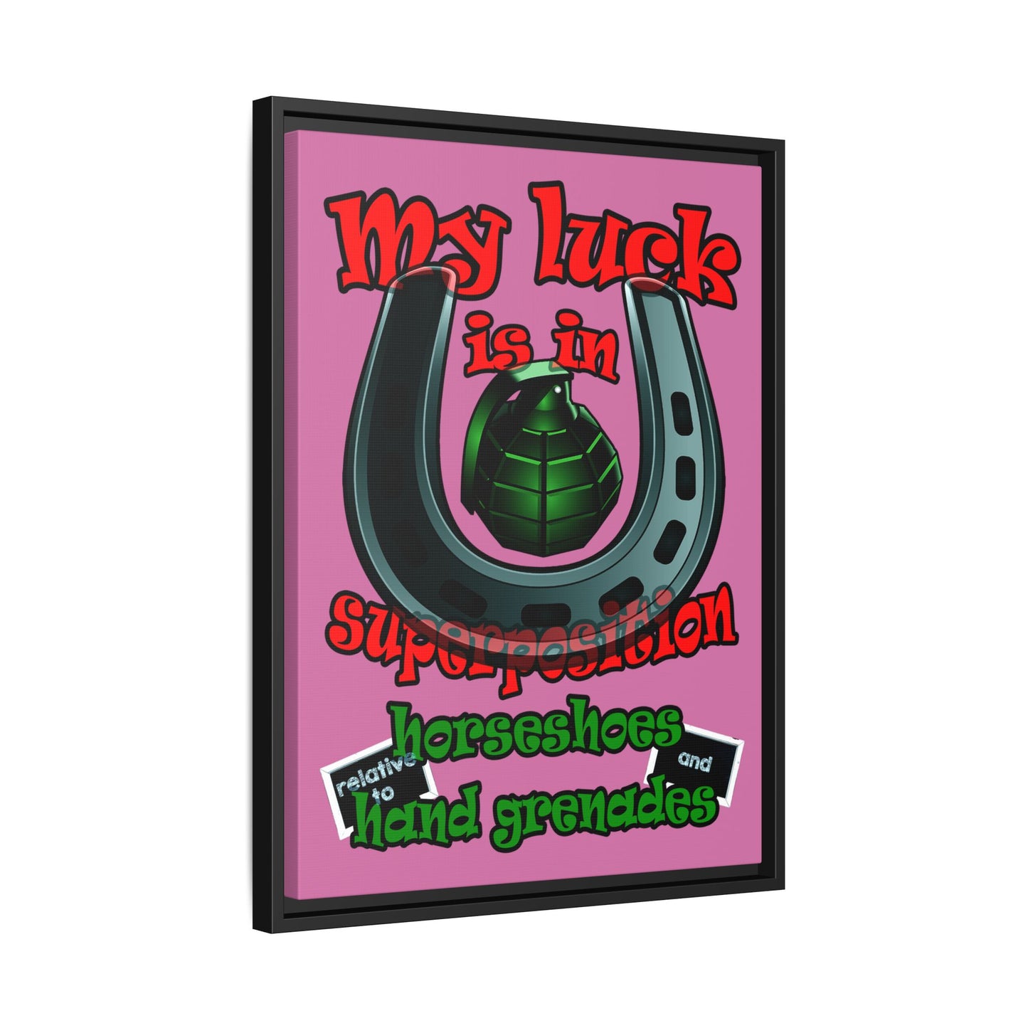 my luck - framed canvas art (light pink)