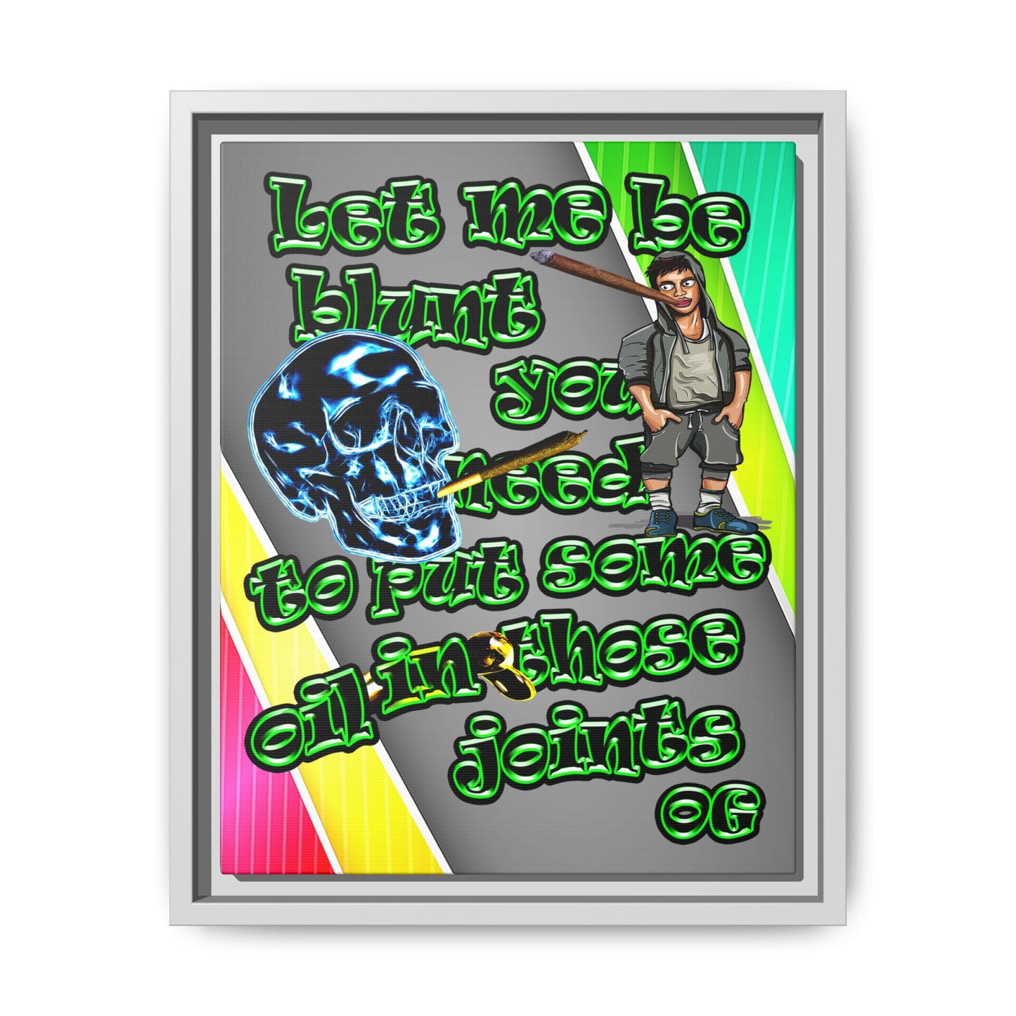 og - framed canvas art (rainbow split)