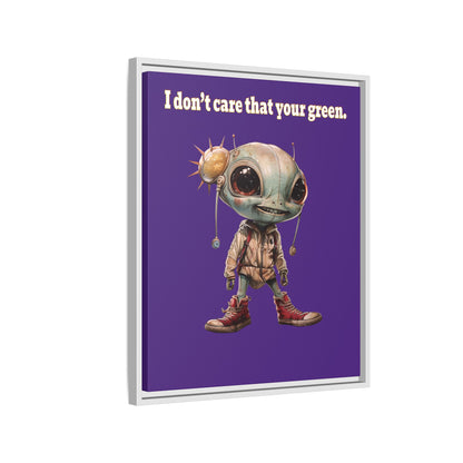 I don't care that your green - framed canvas art (purple)