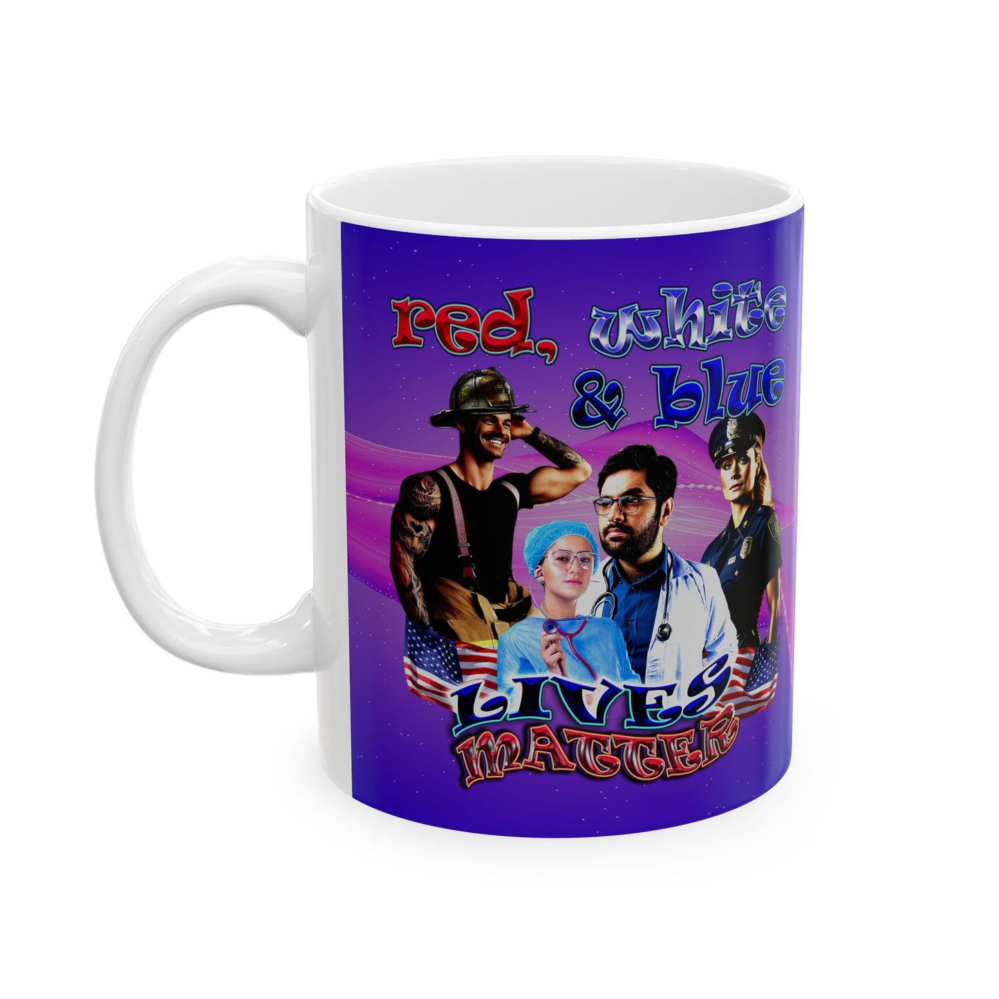 rw&b lives matter - White Mug (purple-pink wave)
