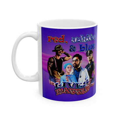 rw&b lives matter - White Mug (purple-pink wave)