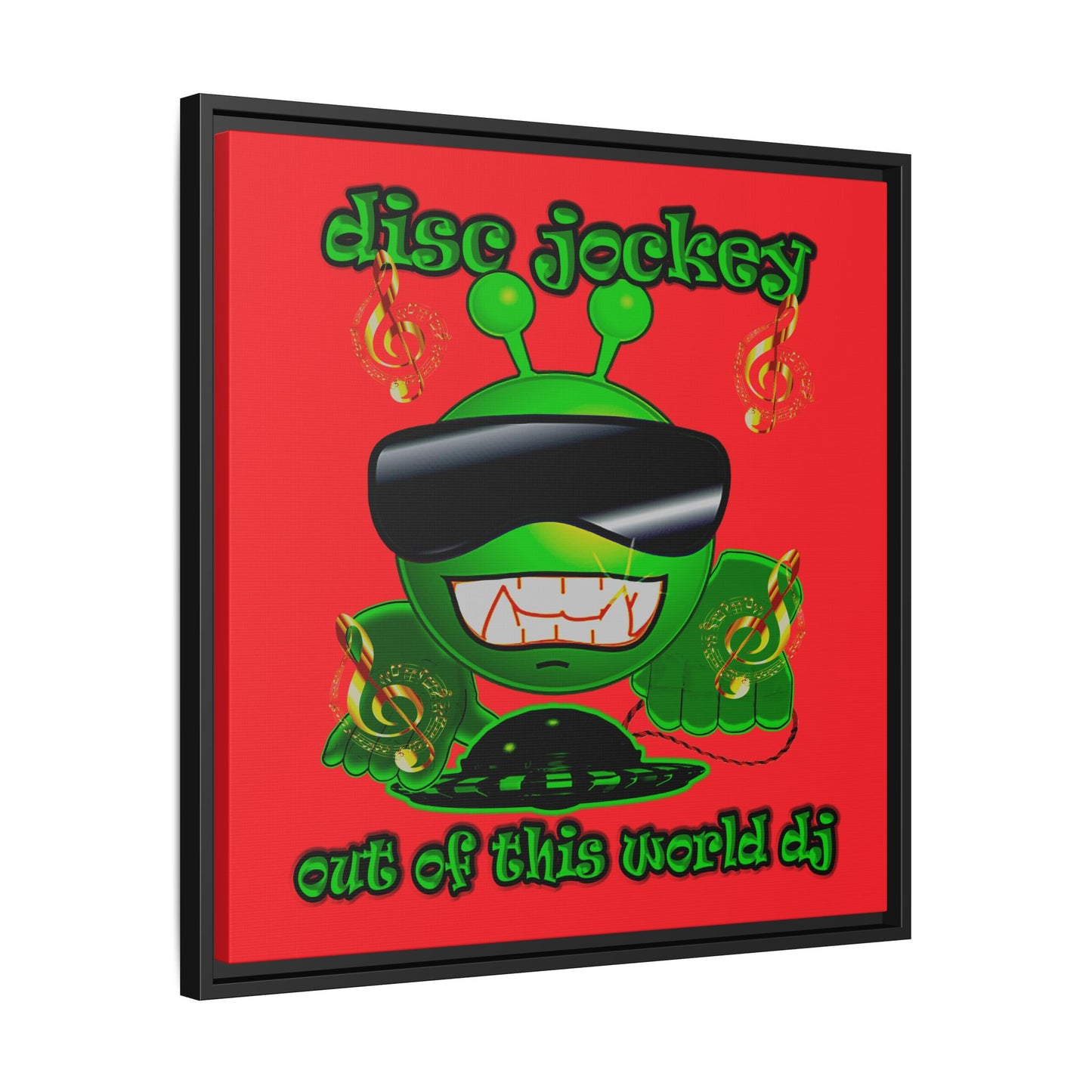 disc jockey - framed canvas art (red)