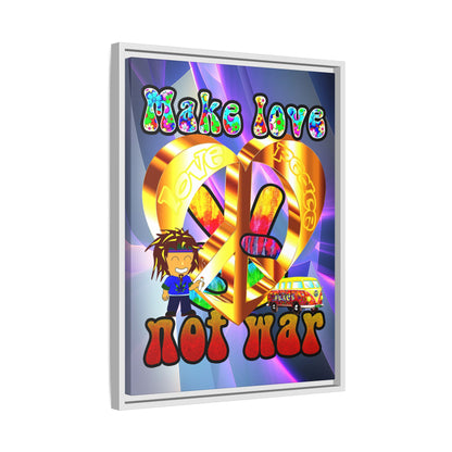 love peace - framed canvas art (grey-pink wave)