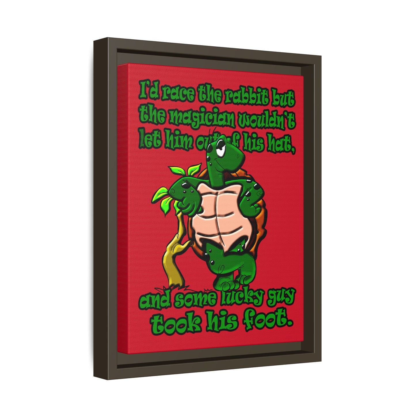 turtle race - framed canvas art (dark red)