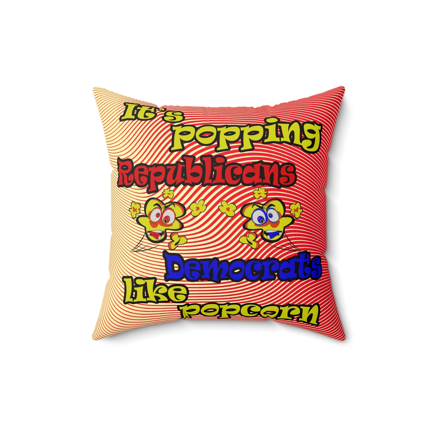 popping like popcorn - Faux Suede Square Pillow - (yellow-orange wave)