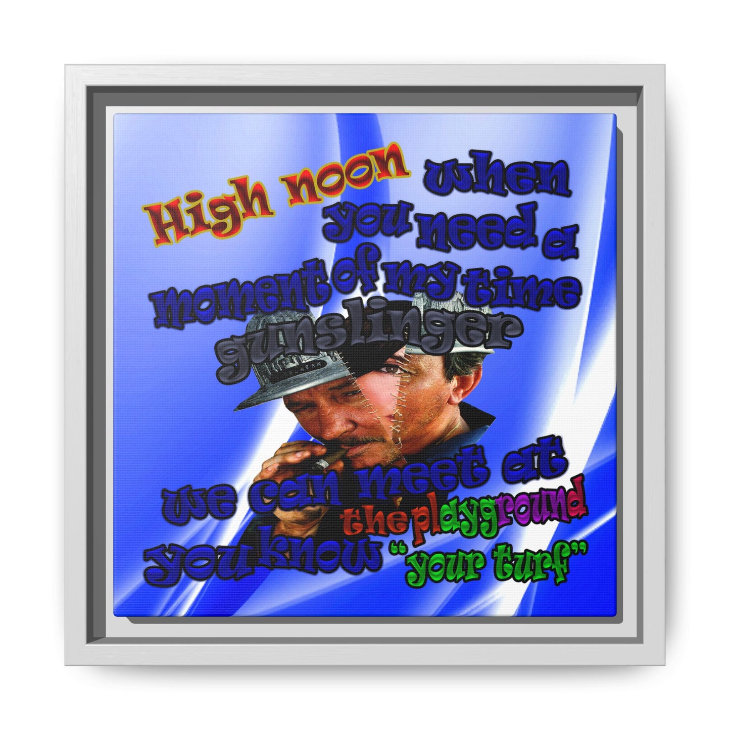 high noon - framed canvas art (blue-white wave)