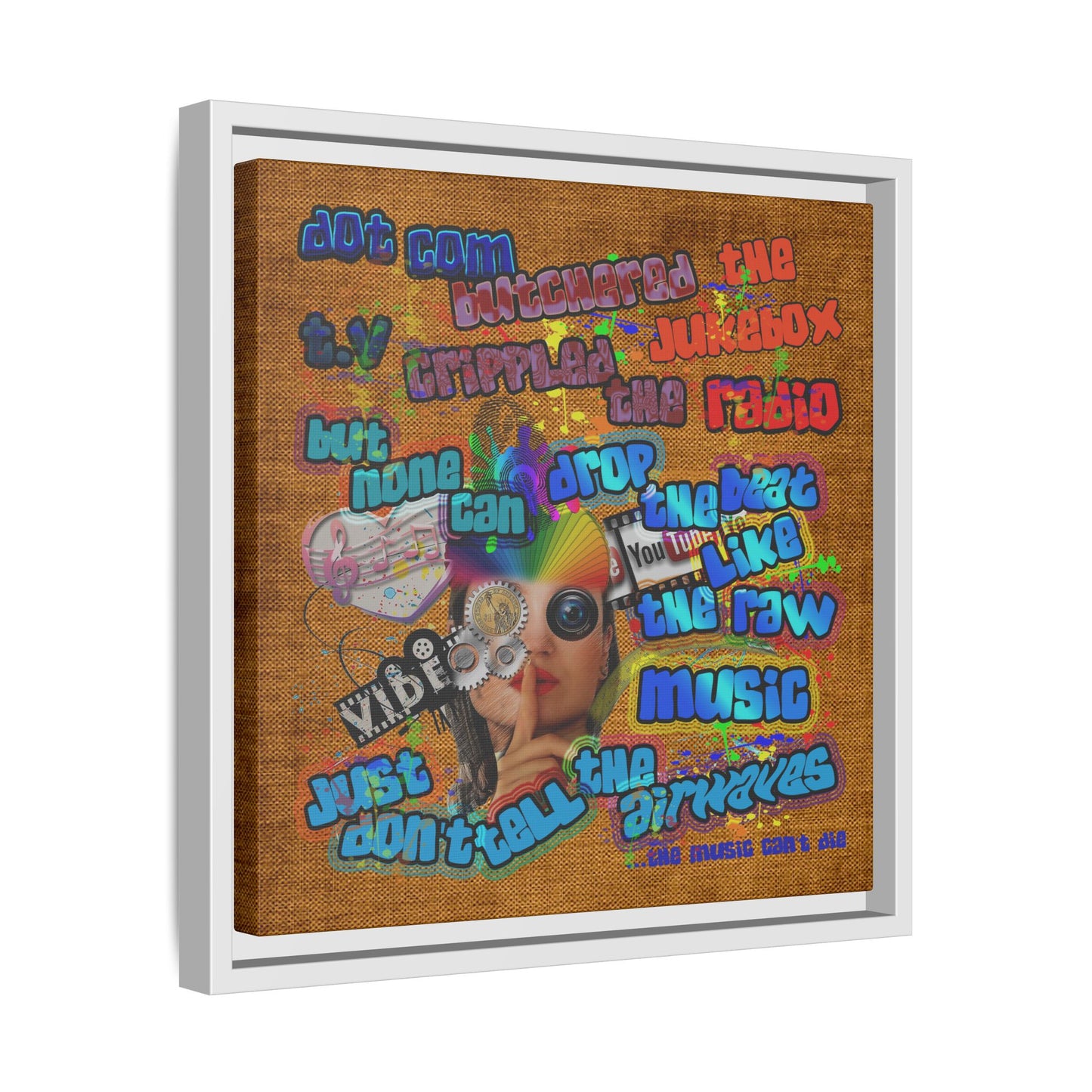 drop the beat - framed canvas art (brown papyrus)
