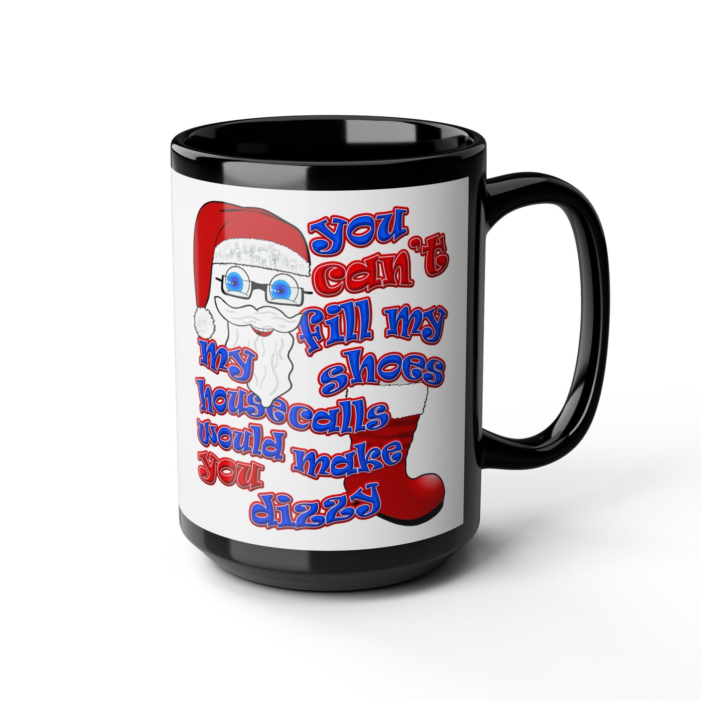 santa's shoes - Black Mug (white)