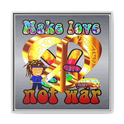 love peace - framed canvas art (brushed nickel)