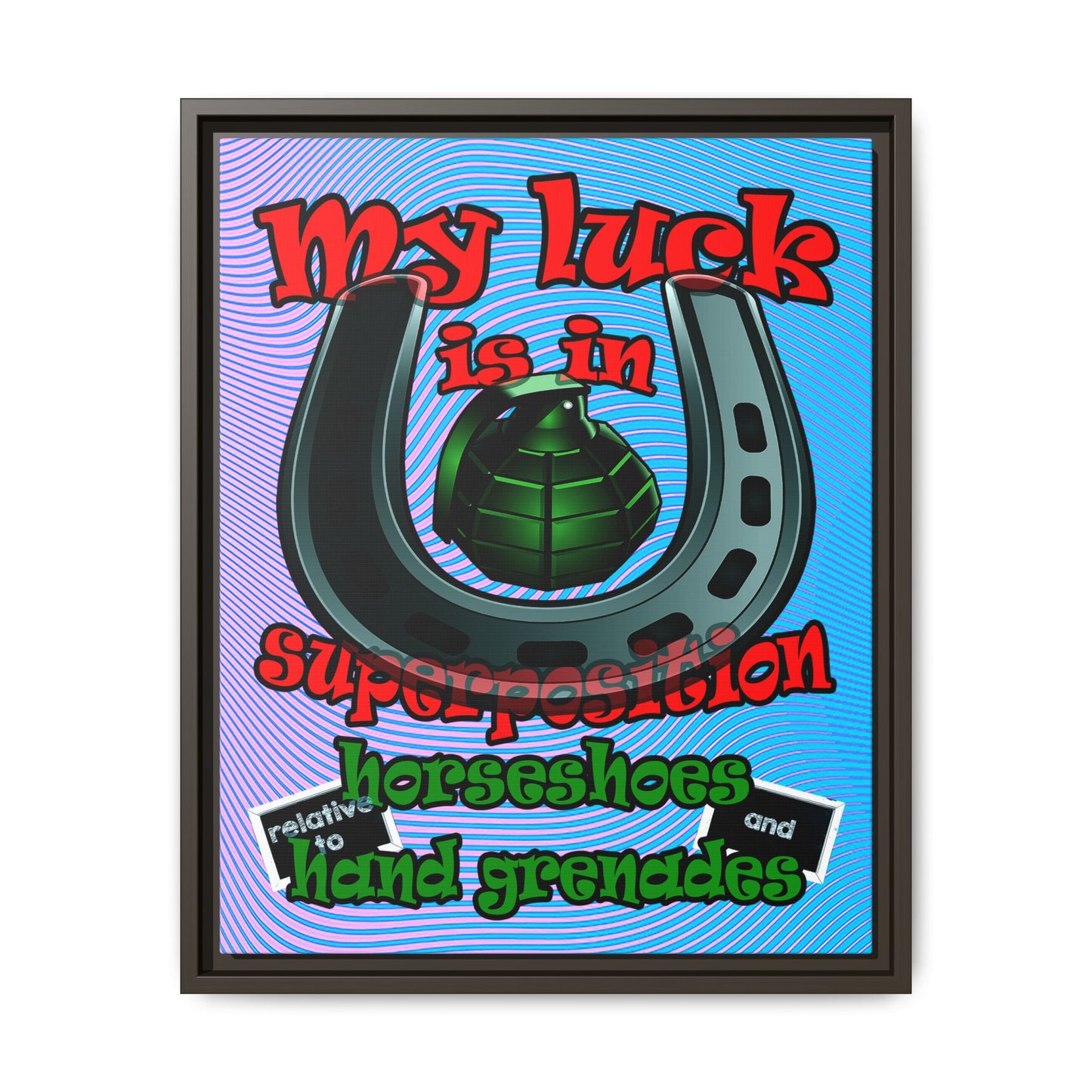 my luck - framed canvas art (light blue-purple wave)