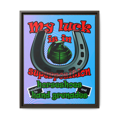 my luck - framed canvas art (light blue-purple wave)