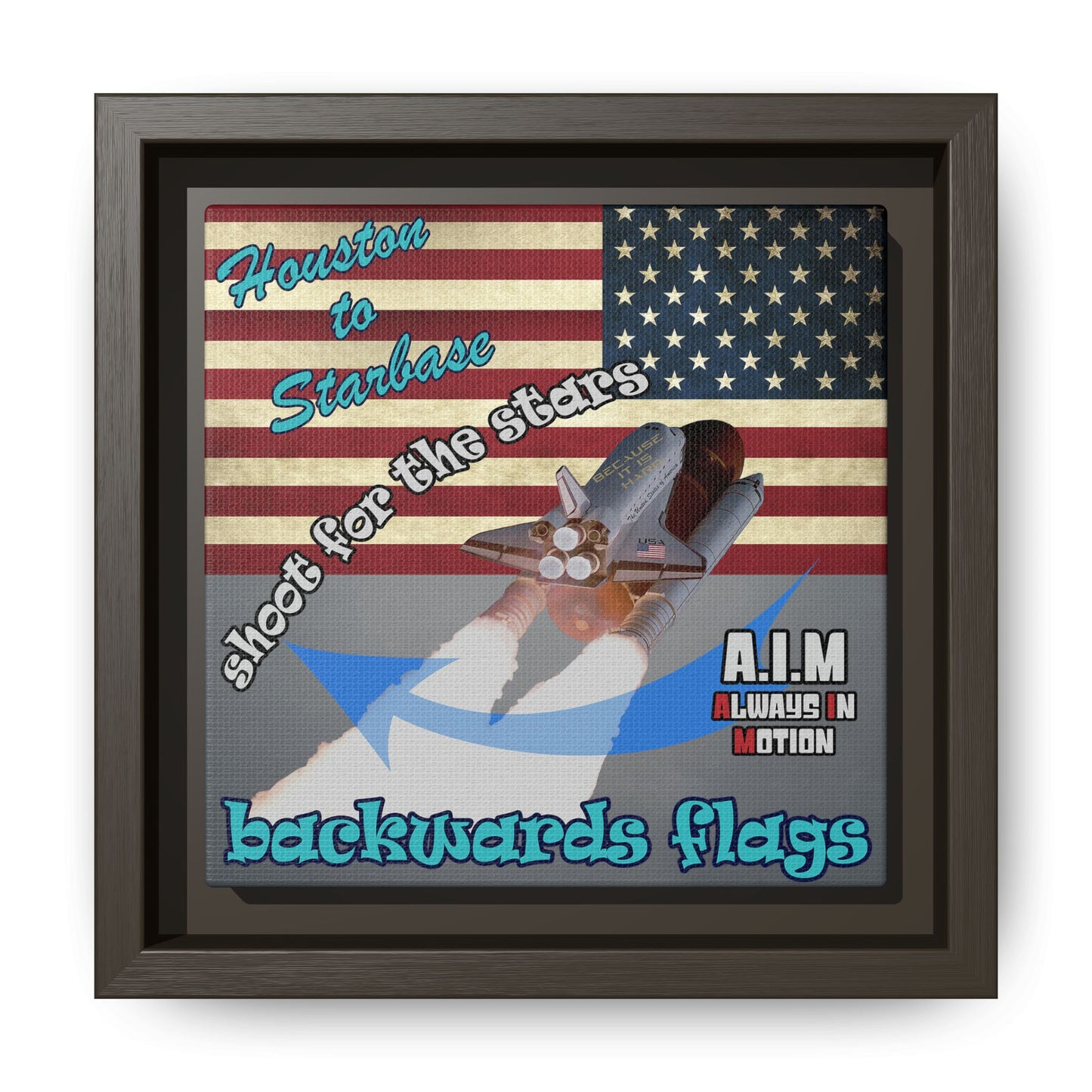 shoot for the stars - framed canvas art (grey-light grey)