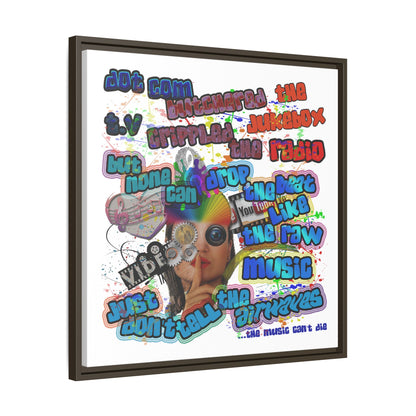 drop the beat - framed canvas art (white)