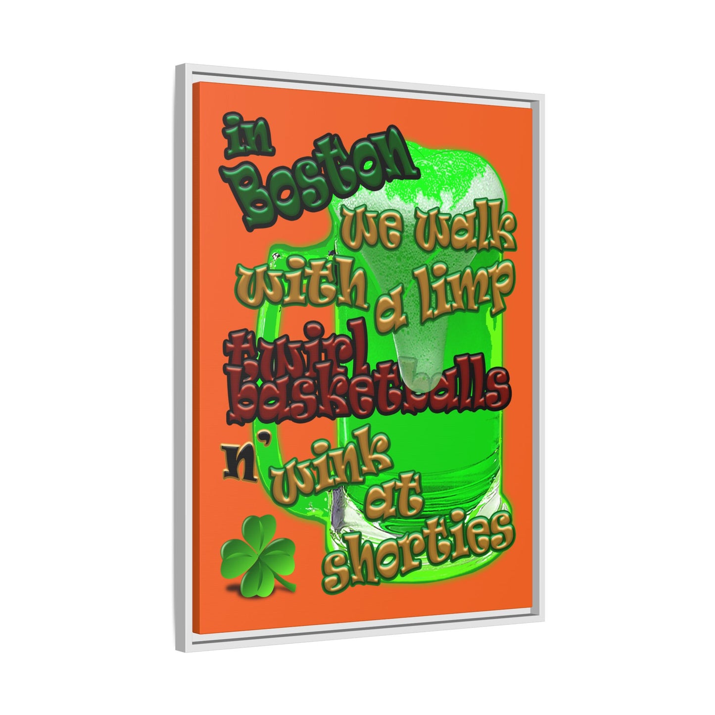 celtics logo - framed canvas art (orange)
