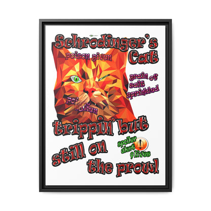schrodinger's cat - framed canvas art (white)