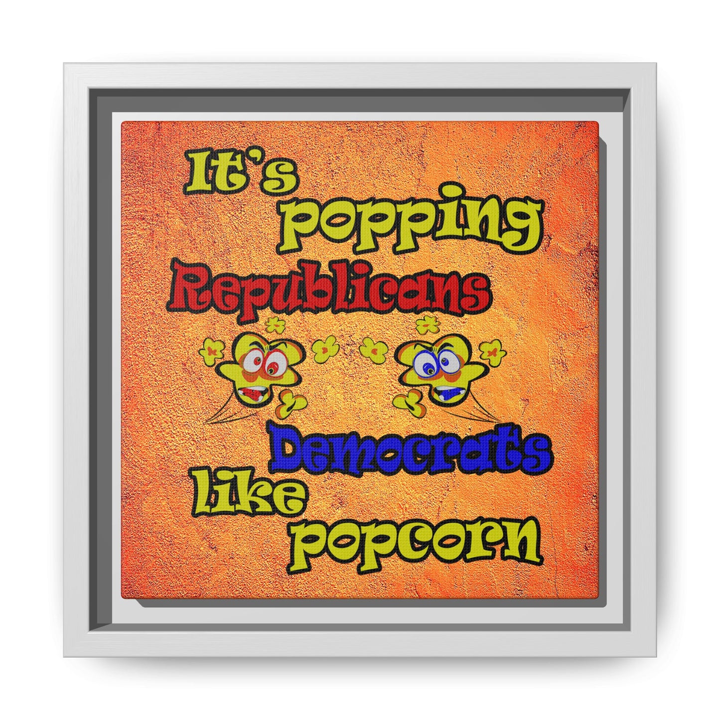 popping like popcorn - framed canvas art (burnt orange)