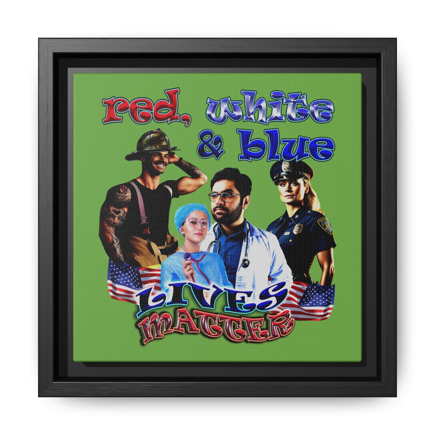 rw&b lives matter - framed canvas art (green)