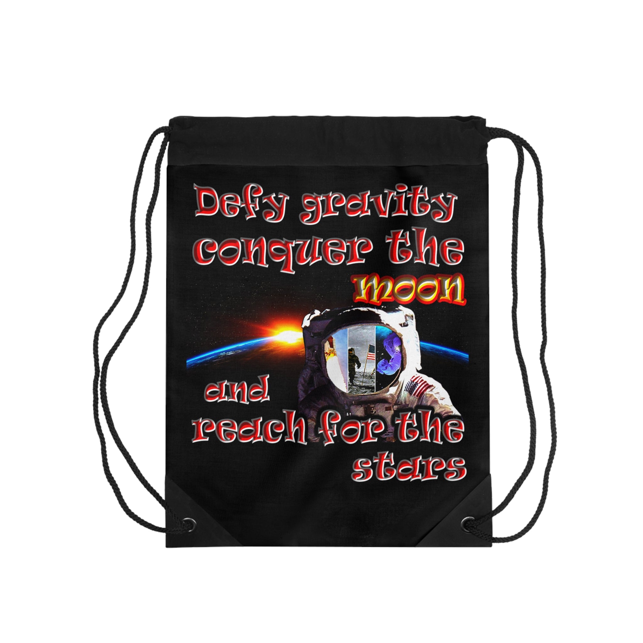 defy conquer reach - Drawstring Bag (black)