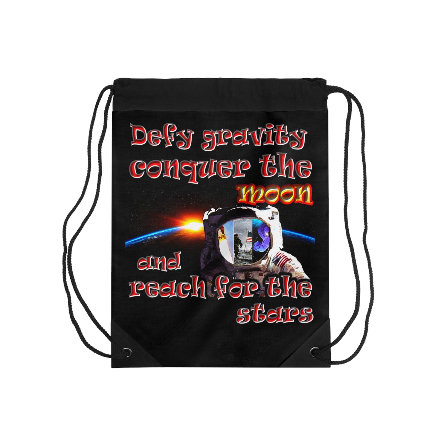 defy conquer reach - Drawstring Bag (black)