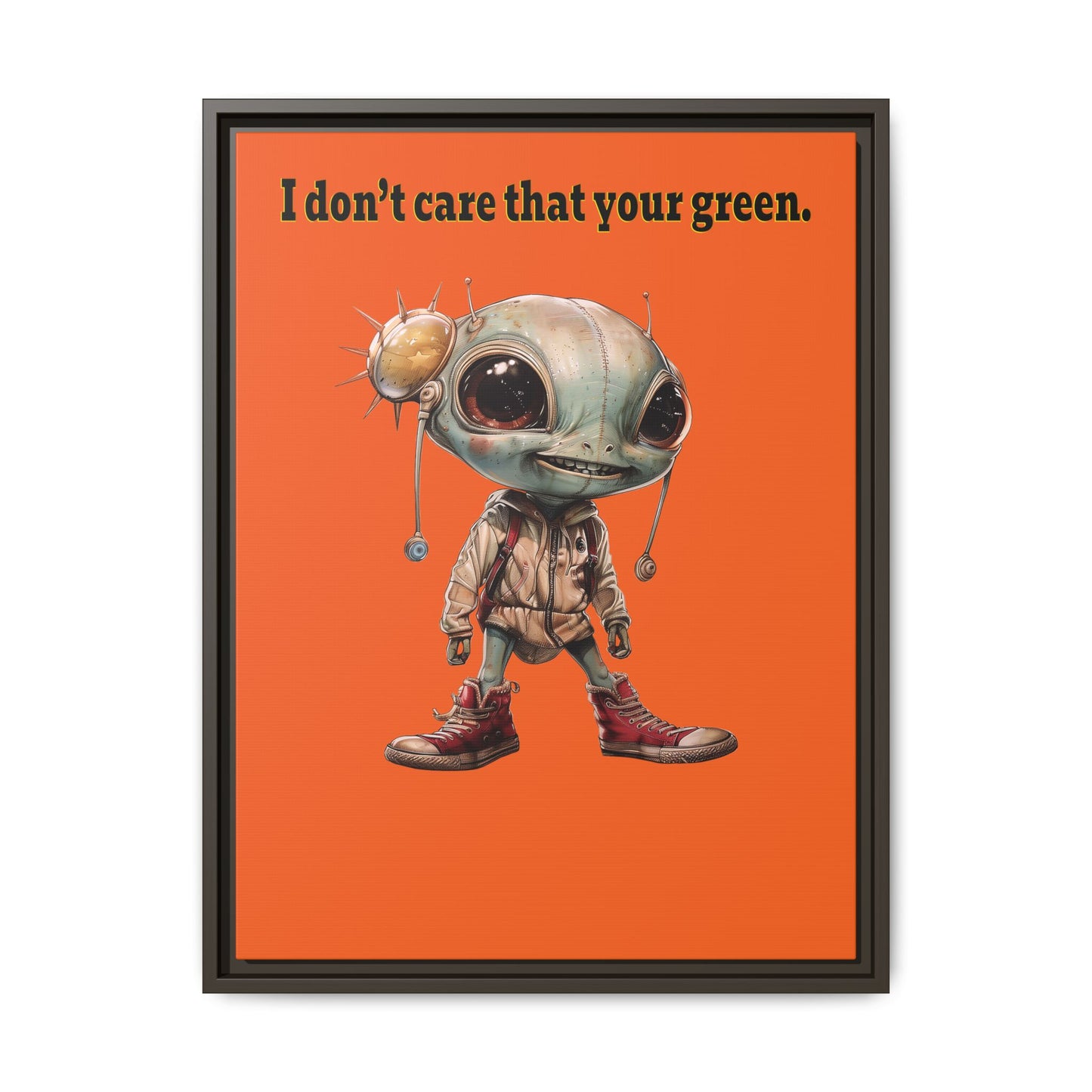 I don't care that your green - framed canvas art (orange)