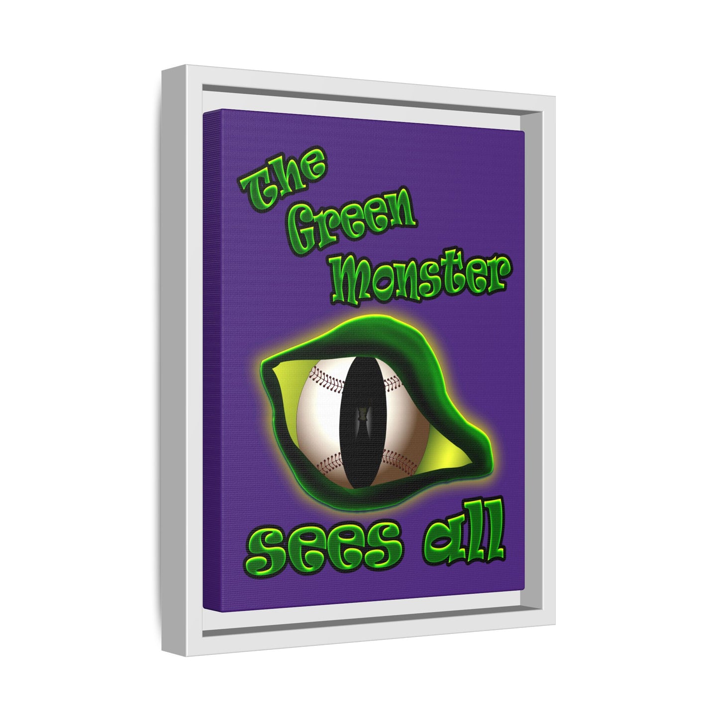 green monster - framed canvas art (purple)