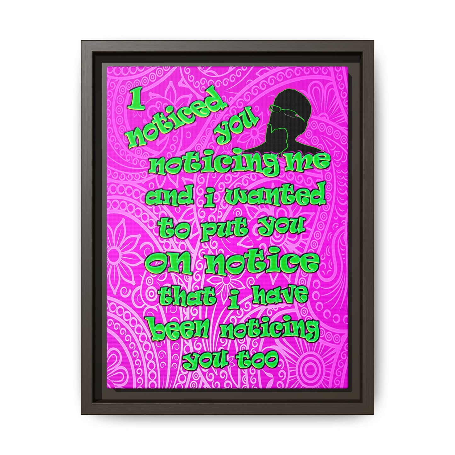 noticed you noticing - framed canvas art (pink swirl)
