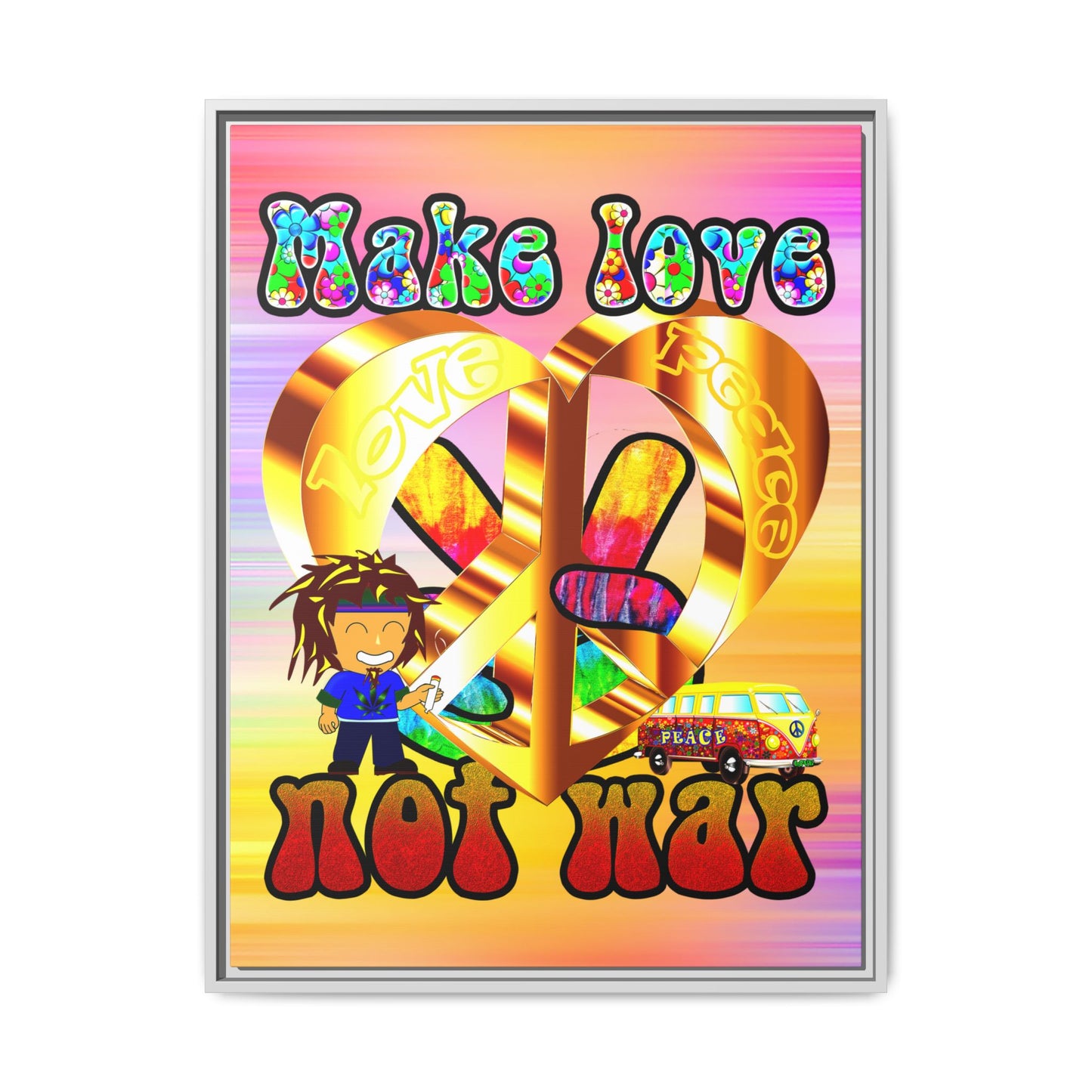 love peace - framed canvas art (color blur)