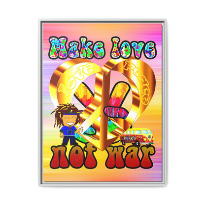 love peace - framed canvas art (color blur)
